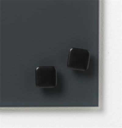 Glastavlemagnet, sort firkantet, pakke med 2 stk.